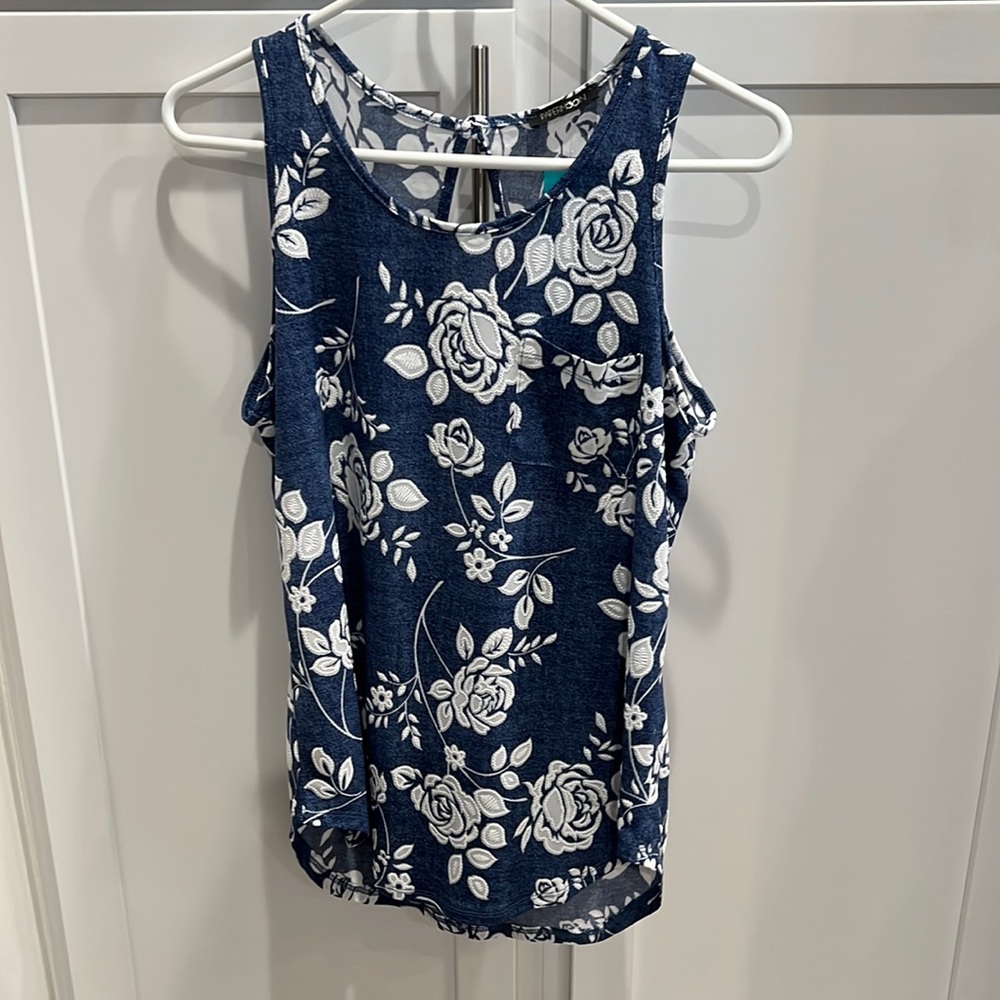 Blue floral tank top